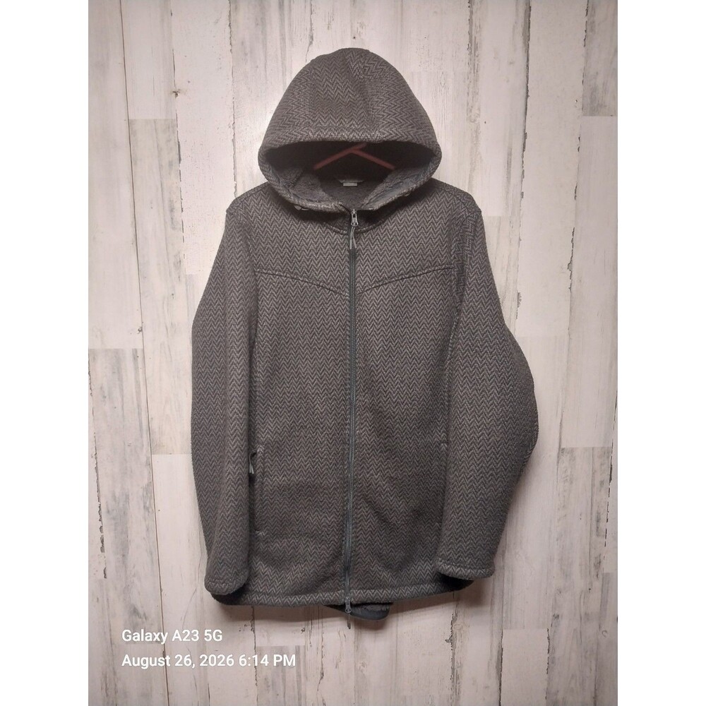 Natural Reflections Chevron Herringbone Patterned Full Zip Hooded Jacket XL